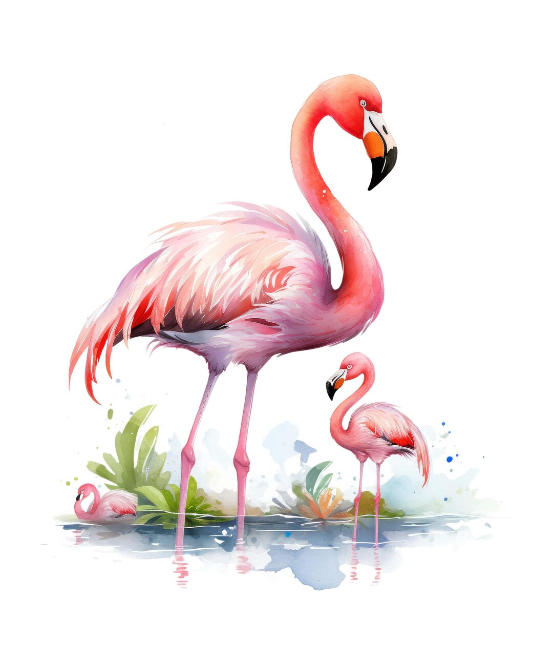 Flamingo Sticker Watercolor Sticker With Tropical Bird Motif Wall ...