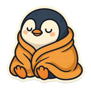Adesivo pinguino con coperta – Adesivo per auto carino – Resistente alle intemperie, accogliente – Regalo per amanti degli animali, bambini e amanti dell'inverno