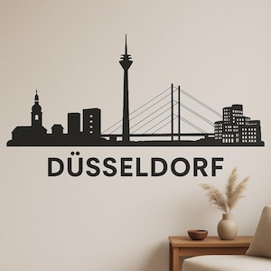 Düsseldorf Skyline Wall Sticker Modern City Motif with Rhine Tower as Sticker for Wall Motorhome Laptop Gift for Germany