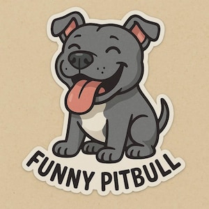Lustiger Pitbull Hund Sticker Witziger Cartoon Aufkleber für Laptop Auto Wohnmobil Geschenk für Hundefans, Bulli-Besitzer:innen Tierfreunde