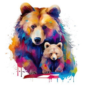 2X akwarelowe naklejki Mama Bear z dzieckiem Personalizowane naklejki winylowe na zewnątrz