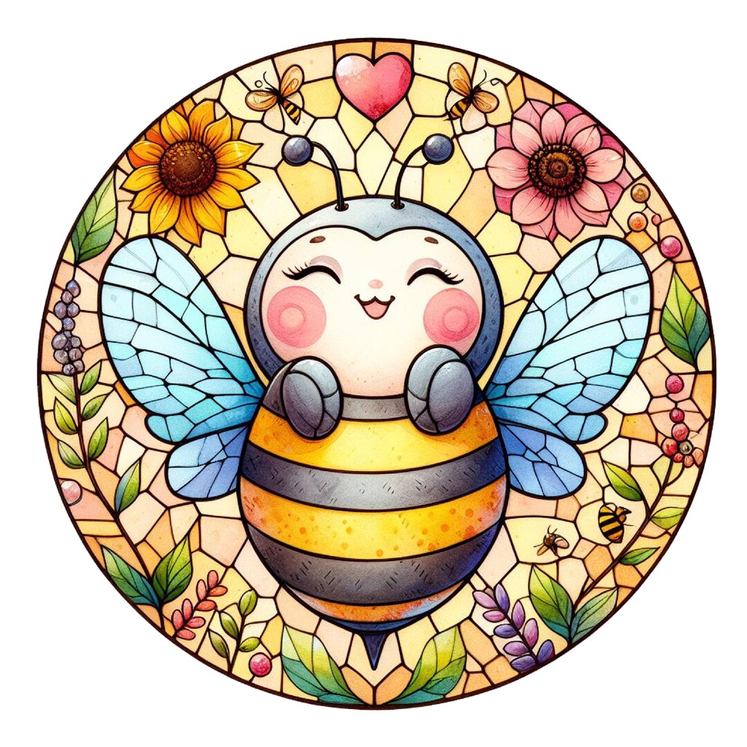 Spinner Sticker 4X Stained Glass Bee Wind Spinner Stickers, Watercolor Stickers, Summer ...