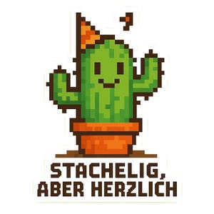 Cactus con cappello da festa – con la scritta "Pungente ma robusto" – Adesivo divertente per auto – resistente alle intemperie – regalo per gli amanti delle piante e dell'umorismo