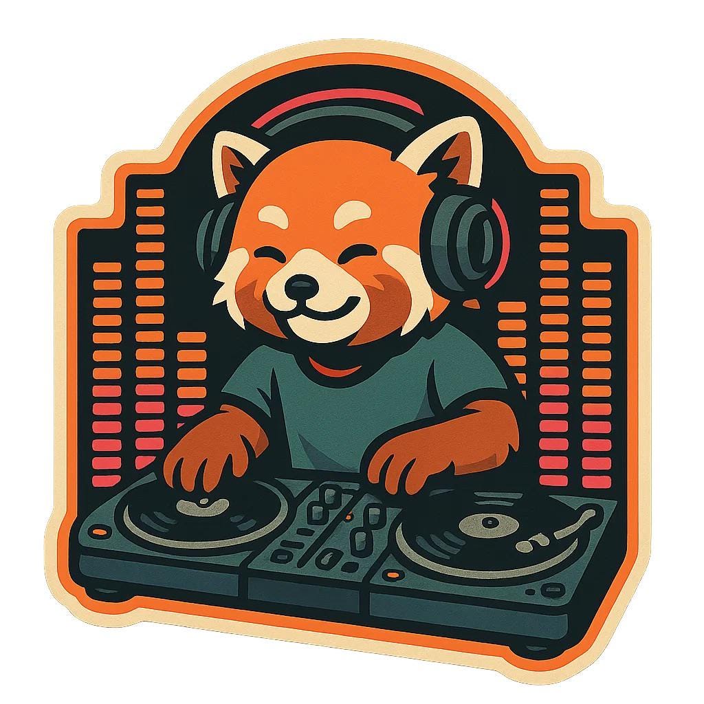 Red Panda DJ Sticker With Turntables Funny Laptop Sticker for Music ...