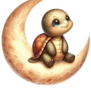 Bonita pegatina de tortuga, pegatina de luna, bonito motivo animal, regalo para niñas, decoración para portátil, coche, dibujos animados de fantasía