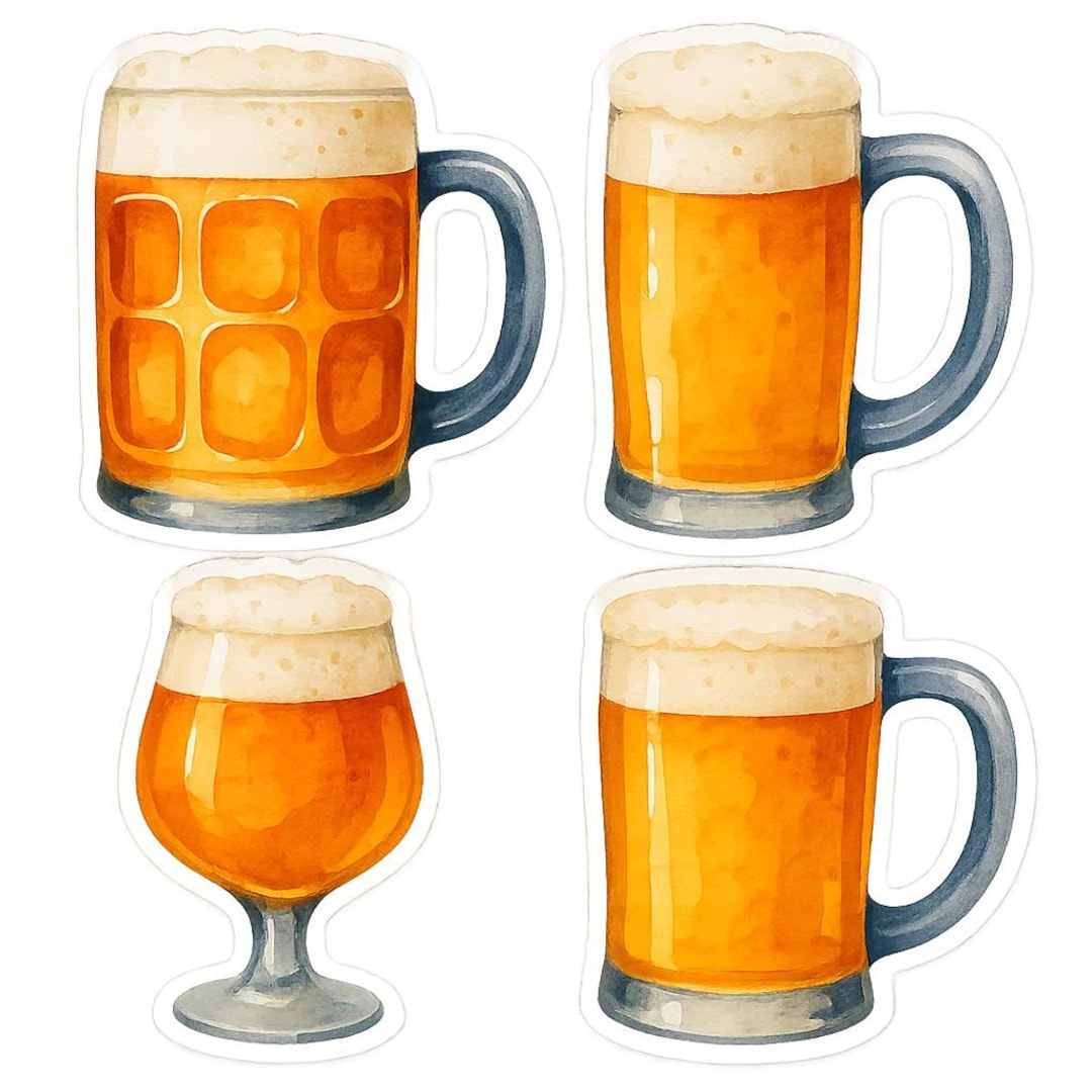 Beer Mug Sticker Set, Beer Stickers, Beer Glass Decoration, Oktoberfest ...