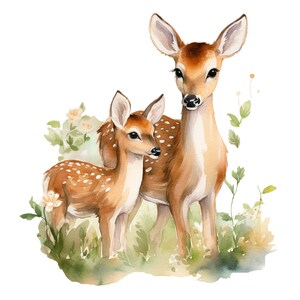 鹿の母と子の車のステッカー、森の動物、自然、野生動物の装飾