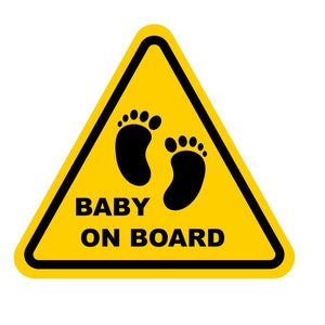 Naklejka „Baby on Board” Personalizowana naklejka winylowa odporna na promieniowanie UV na zewnątrz wykonana z wysokiej jakości folii Orafol