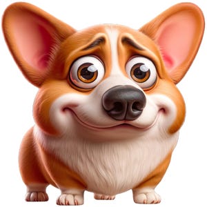 Adorable Corgi Wall Decal | Cartoon Dog Sticker with a Wide Grin | Animal Lover Gift | For Kids' Rooms & Corgi Fans