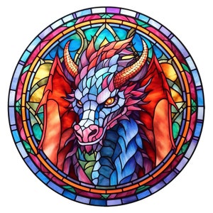 Adesivi in vinile per esterni personalizzabili con drago in vetro colorato ad acquerello 2X
