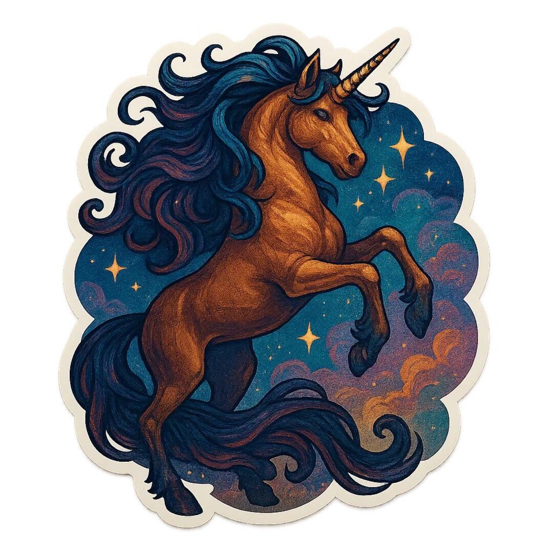 Horse Fantasy Sticker – Mystical Animal Motif in Fantasy Style Sticker ...