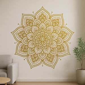 Prachtige gouden mandala muursticker Elegant boho-motief als sticker voor op de muur, camper, laptop, cadeau voor mindfulness