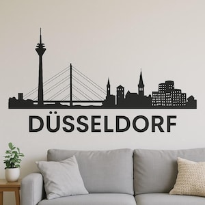 Düsseldorf Skyline Wall Sticker Modern City Motif with Rhine Tower as Sticker for Wall Motorhome Laptop Gift for Germany
