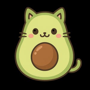 Avocado Katze Kawaii Aufkleber Outdoor UV-beständiger Vinyl Sticker aus Hochwertiger Folie von Orafol Autoaufkleber Laptopaufkleber
