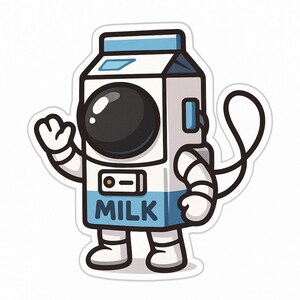 Milk carton as astronaut sticker – funny car sticker – weatherproof, spacey – gift for sci-fi fans, children and milk lovers