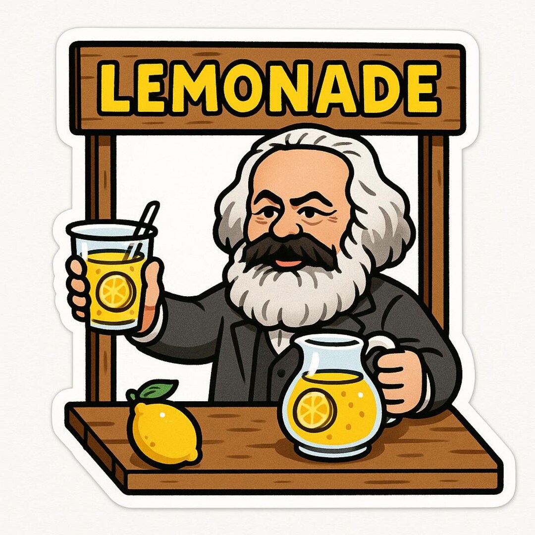 Karl Marx Sells Lemonade Sticker – Funny Car Sticker – Weatherproof ...