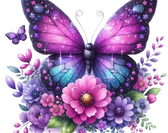 Pegatina mariposa con flor pegatina vinilo exterior personalizable