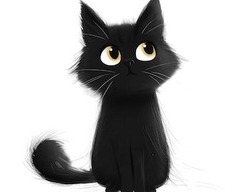 Cat sticker in cute watercolor comic style, wall decal, car sticker, decoration, gift idea for cat lovers and animal lovers