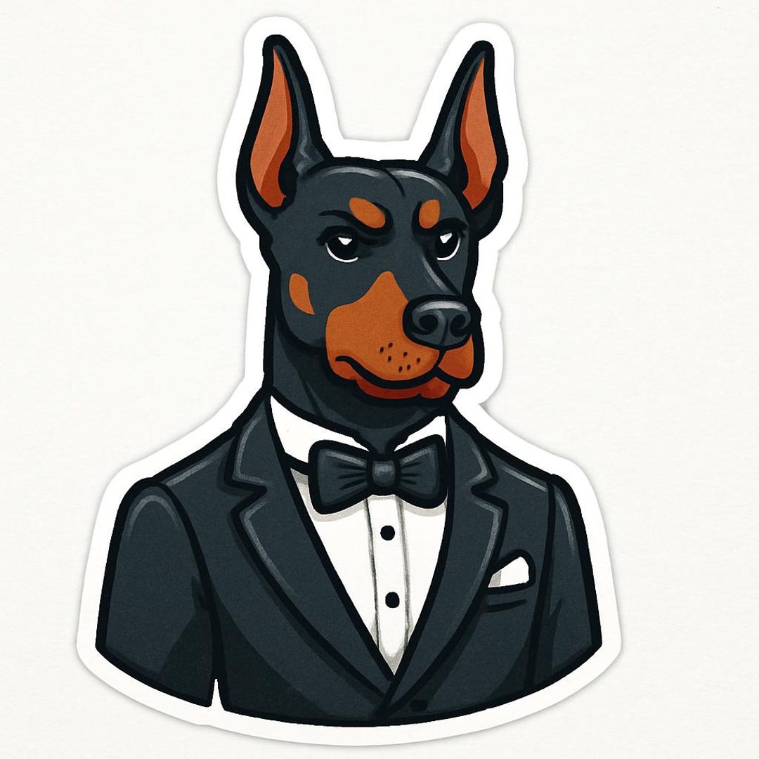 Rvus Sticker Doberman in Tuxedo Sticker – Elegant Car Sticker – Weatherproof ...