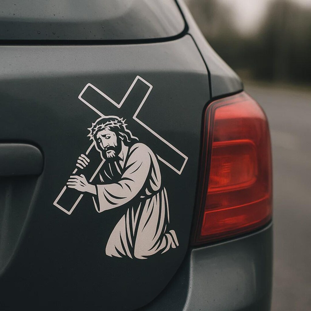 Jesus Carries the Cross Sticker Christian Motif Religious Sticker for ...