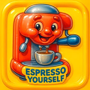 Autocollants Espresso Yourself | Autocollant de café amusant avec machine à café | Conception de barista nerd | Cadeau pour les amateurs de café