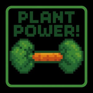 植物パワー！ – ニンジンとブロッコリーで作ったダンベル – 面白い漫画のステッカー – 耐候性 – フィットネスやビーガンユーモアのファンへのギフト