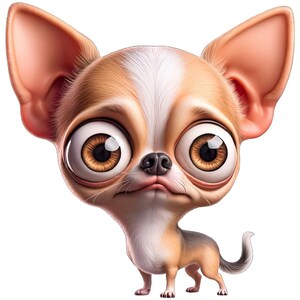 Cute Chihuahua Wall Decal | Cartoon Dog Sticker with Big Eyes | Animal Lover Gift | For Kids' Room & Living Room