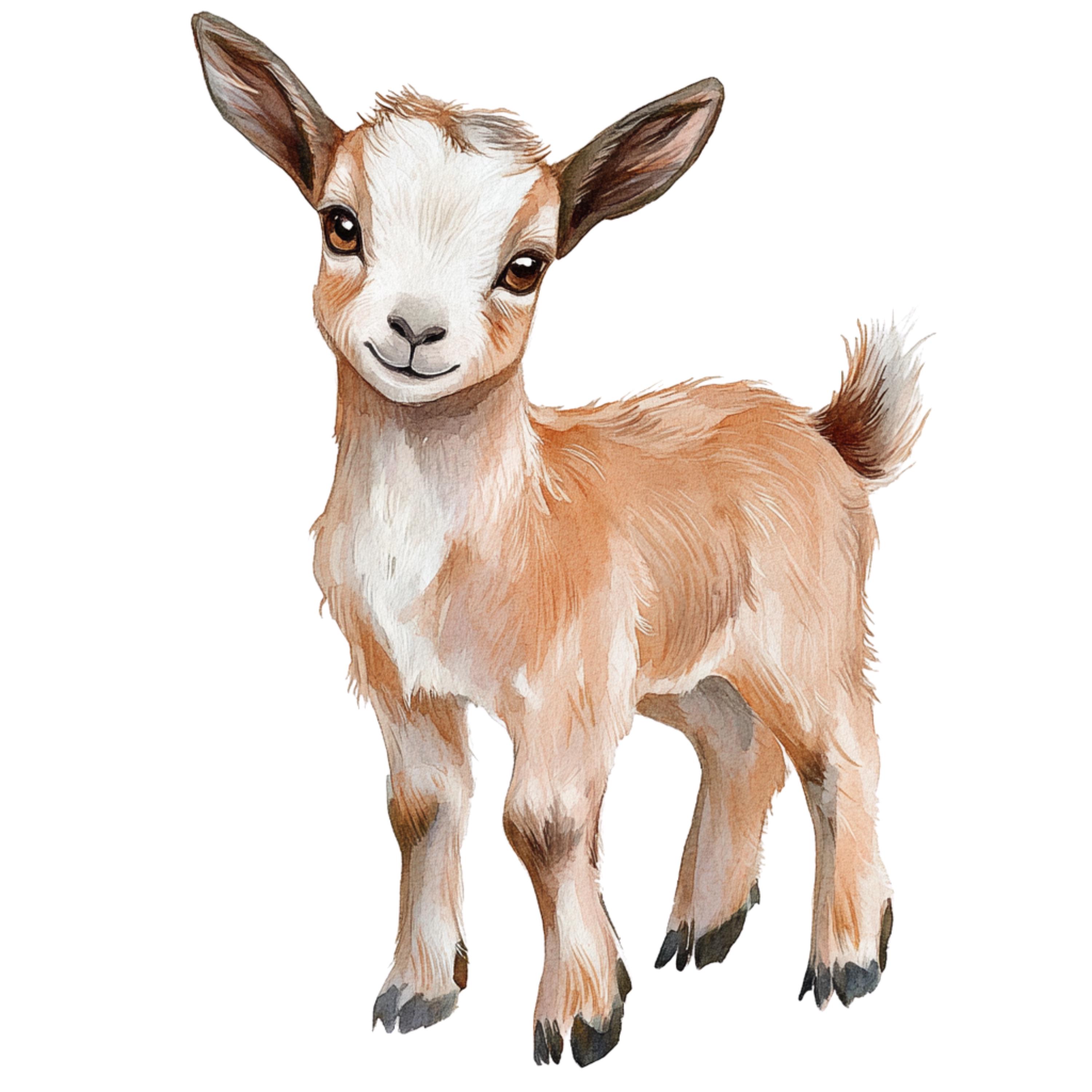 4x Baby Goat Sticker Set, 4 Pieces, Watercolor Baby Goat Car