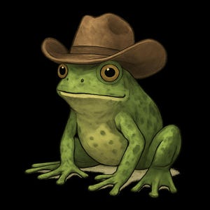 Adesivo per esterni con rana e cappello da cowboy, in vinile resistente ai raggi UV, realizzato con pellicola di alta qualità Orafol, adesivo per auto, adesivo per laptop