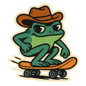 Rana con cappello da cowboy sullo skateboard – Assolutamente fantastico – Divertente adesivo per auto – Resistente alle intemperie – Regalo per gli amanti degli animali e gli amici skater