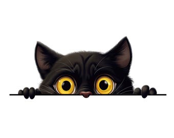 Cat sticker in cute watercolor comic style, wall decal, car sticker, decoration, gift idea for cat lovers and animal lovers