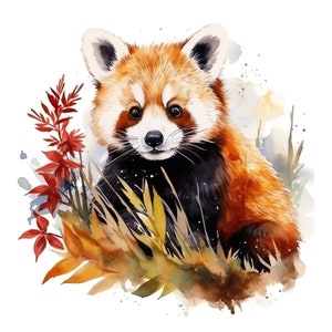 Autocollant aquarelle panda rouge personnalisable en vinyle extérieur