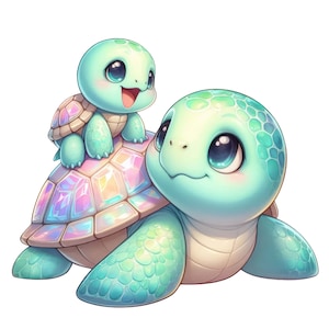 Pegatina de tortuga con bonito motivo de dibujos animados con crías de tortuga marina, pegatina de pared, pegatina de coche, idea de regalo para niños amantes de los animales