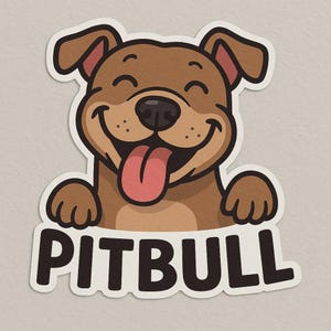 Lustiger Pitbull Hund Sticker Witziger Cartoon Aufkleber für Laptop Auto Wohnmobil Geschenk für Hundefans, Bulli-Besitzer:innen Tierfreunde