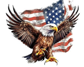 USA Eagle Sticker – Bald Eagle with US Flag – Patriotic Car Sticker Wall Decal Laptop America