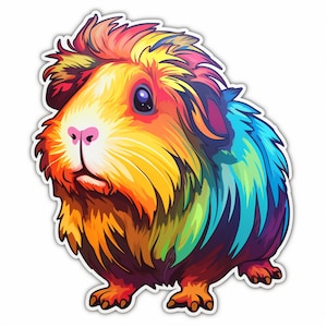 Meerschweinchen Sticker – Bunter Cartoon Aufkleber im Pop Art Stil als lustiges Nager Motiv für Kleintierfans und Haustier Deko