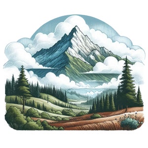 2 pegatinas de montaña y bosque, pegatinas de acuarela con motivos naturales, pegatinas de pared para coche, decoración, regalo para aficionados al aire libre, excursionistas y amantes de la naturaleza.