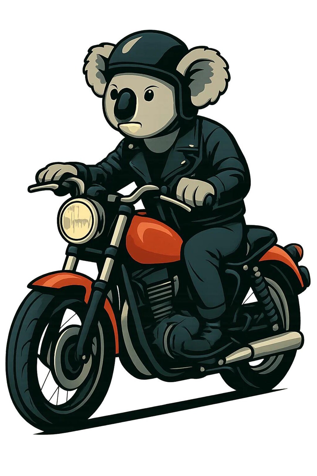 Koala Biker Sticker – Funny Motorcycle Koala Sticker in Cartoon Style ...