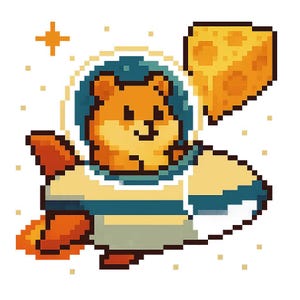 Hámster en el transbordador espacial en una misión de queso – Divertida pegatina de dibujos animados – Resistente a la intemperie – Regalo para fanáticos de los animales, el espacio y el humor