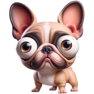 Cute French Bulldog Wall Decal | Cartoon Dog Sticker with Big Eyes | French Bulldog Fan Gift | Kids Room