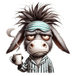 Pegatina de animales gruñones y café. Divertida pegatina con animales gruñones y tazas de café. Pegatina de pared. Pegatina de coche. Regalo. Rumor matutino.