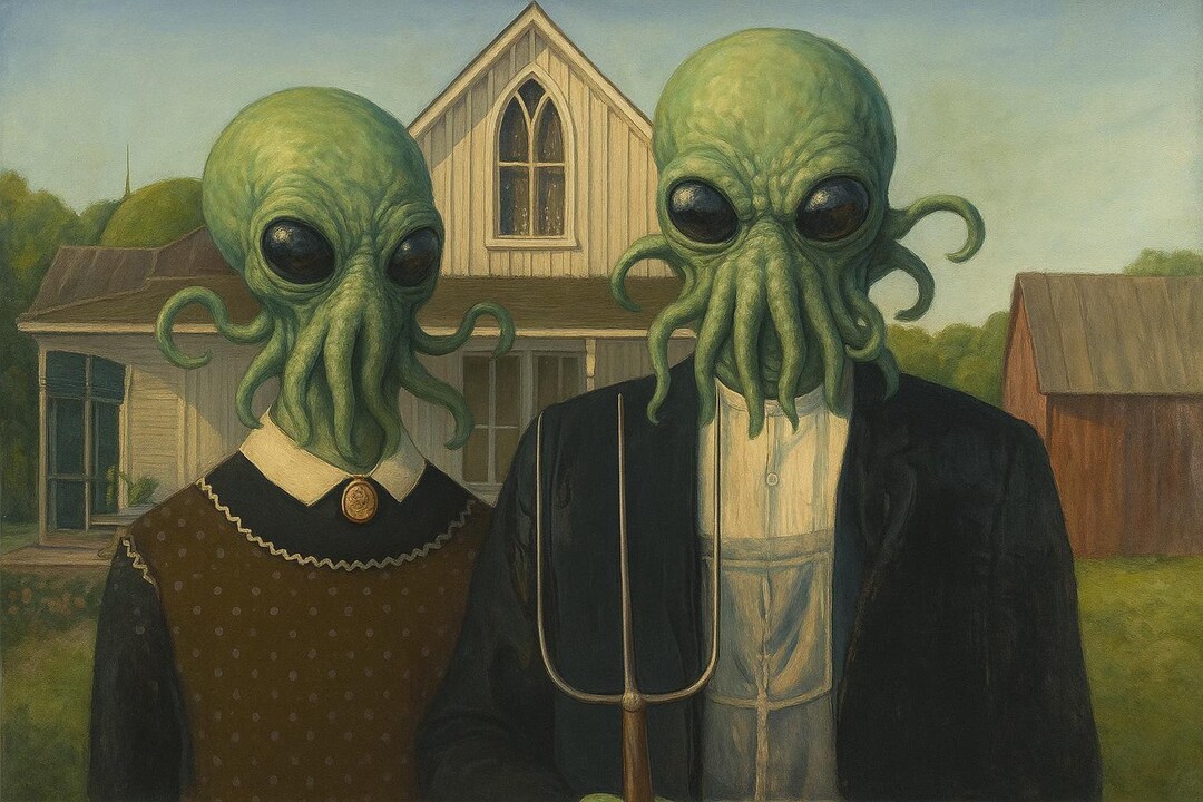 Alien Couple Wall Decal, Sci-fi Alien Art, Vintage House Background ...