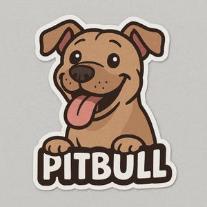 Lustiger Pitbull Hund Sticker Witziger Cartoon Aufkleber für Laptop Auto Wohnmobil Geschenk für Hundefans, Bulli-Besitzer:innen Tierfreunde