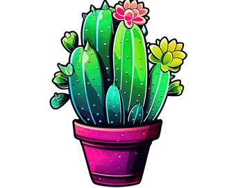 カラフルなサボテンのステッカー、植物の壁用デカール、サボテンモチーフの部屋の装飾ギフト