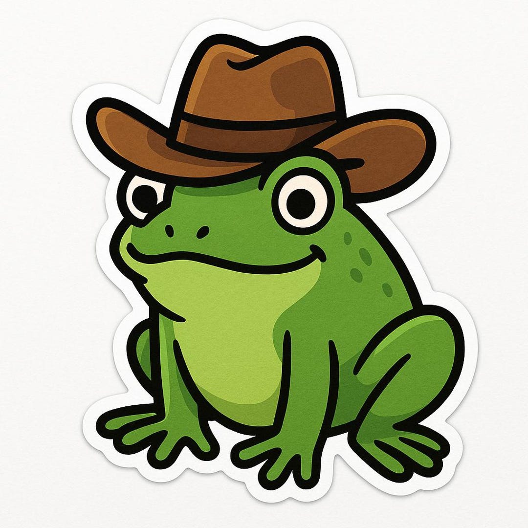Cowboy Frog Sticker Frog With Cowboy Hat Sticker – Funny Car Sticker – Weatherproof ...