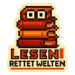 Pila di libri con occhi – con la scritta "La lettura salva i mondi" – adesivo con simpatico cartone animato – resistente alle intemperie – regalo per amanti dei libri e nerd