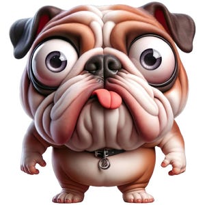 Cheeky Bulldog Wall Decal | Cartoon Dog Sticker with Tongue | Funny Pet Decoration | Bulldog Fan Gift | Gaming Room & Office