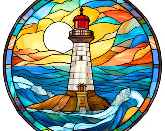 Car sticker sticker stained glass lighthouse sticker