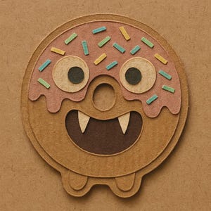 吸血鬼の歯とグリッタースプリンクルのドーナツ - 面白い漫画ステッカー - 耐候性 - 食べ物やゴシックユーモアファンへのギフト
