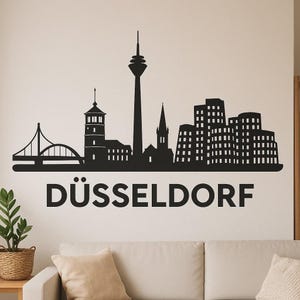 Düsseldorf Skyline Wall Sticker Modern City Motif with Rhine Tower as Sticker for Wall Motorhome Laptop Gift for Germany